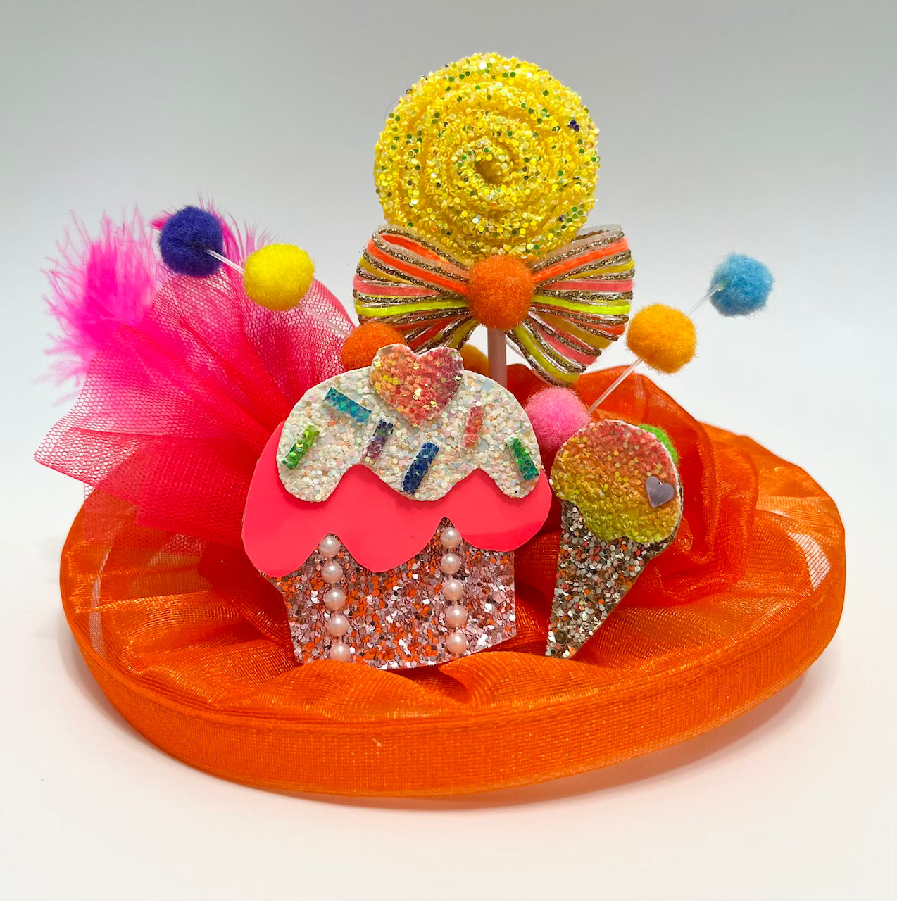 Candy theme orange multicolour fascinator | Girls Hair Accessories