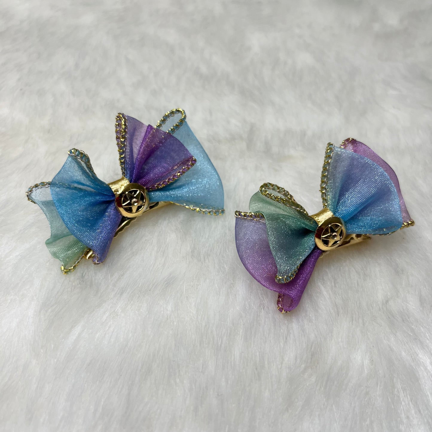 Fairy Tale Multi Color with Golden Detail Bow Clips