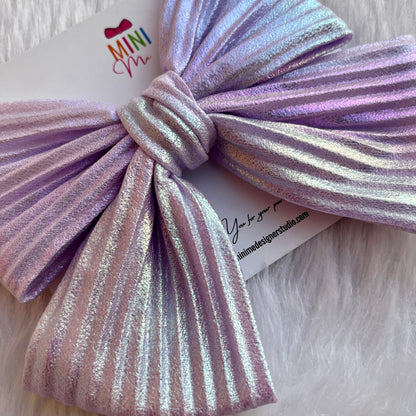 Light Purple Pleated Bow Headband for baby girl