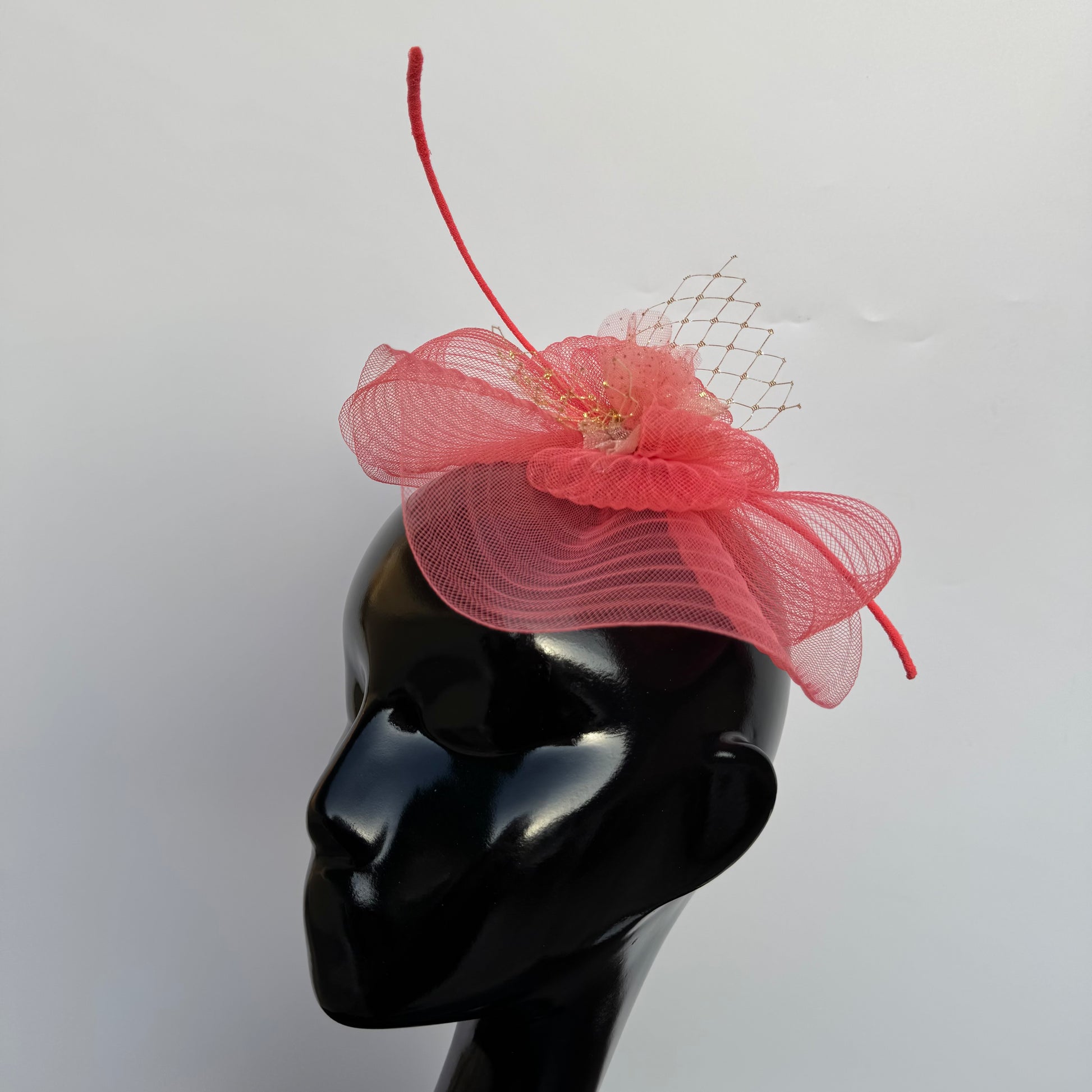 Coral Elegance Fascinator Vintage Hat Hair Clip