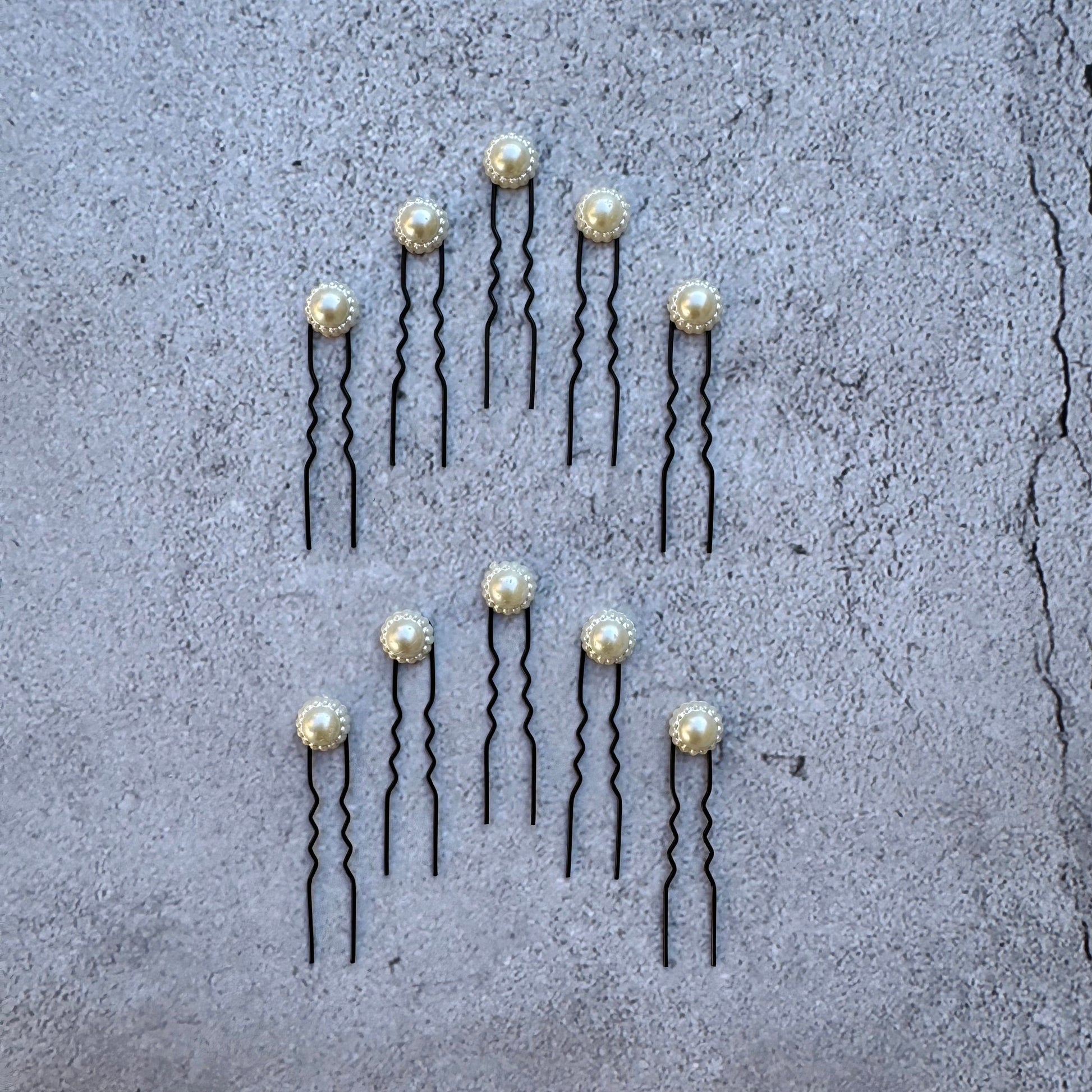 White Pearls Hair Pins (set of 10)