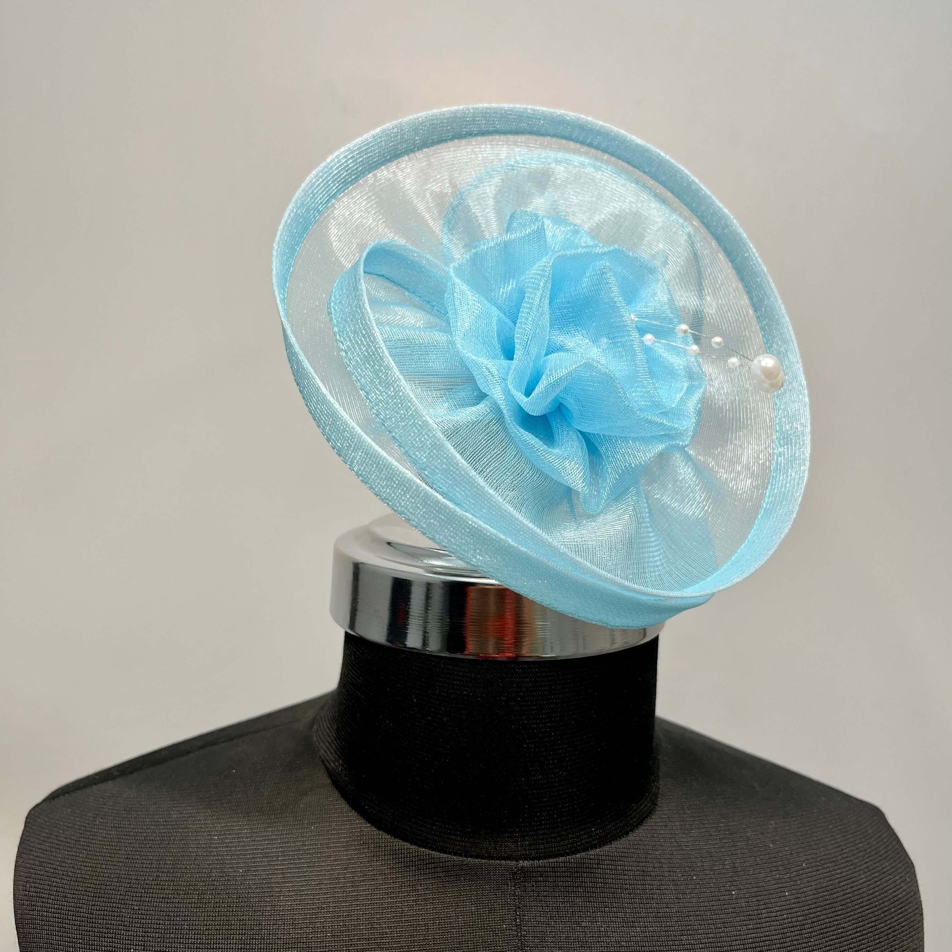 Sky Blue Twisted Flower Fascinator Hat