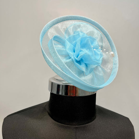 Sky Blue Twisted Flower Fascinator Hat