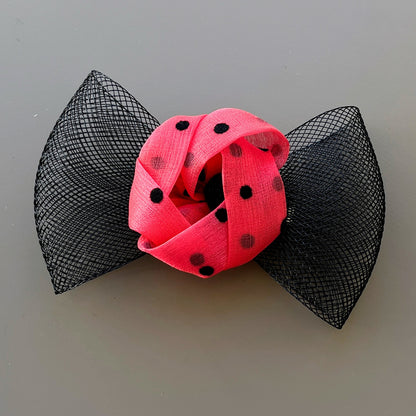 Playful Polka Dot Fascinator Bow Hair Clip