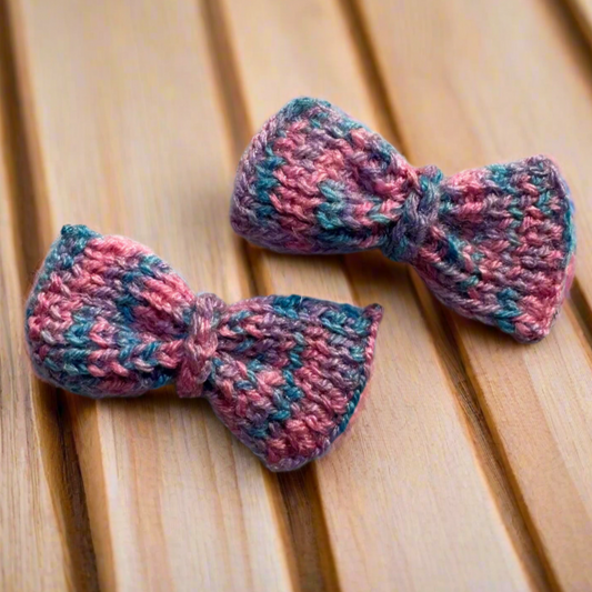 Multicolor Twin Bow Hair Clip Set