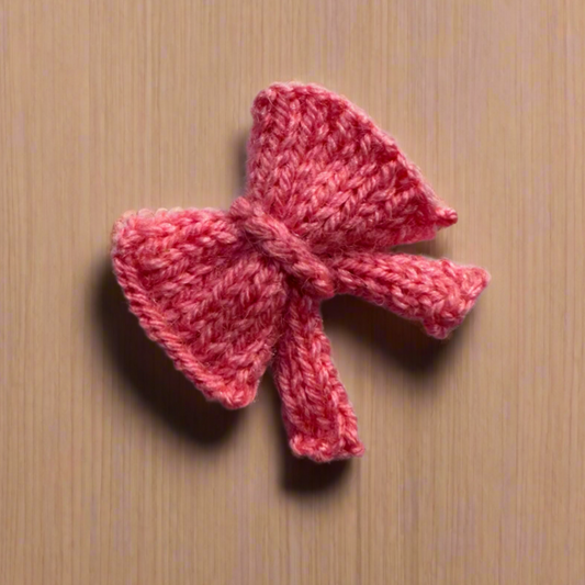 Pink Knitted Bow Hair Clip