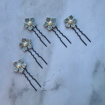 Mini Silver Flower Hair Bobby Pins