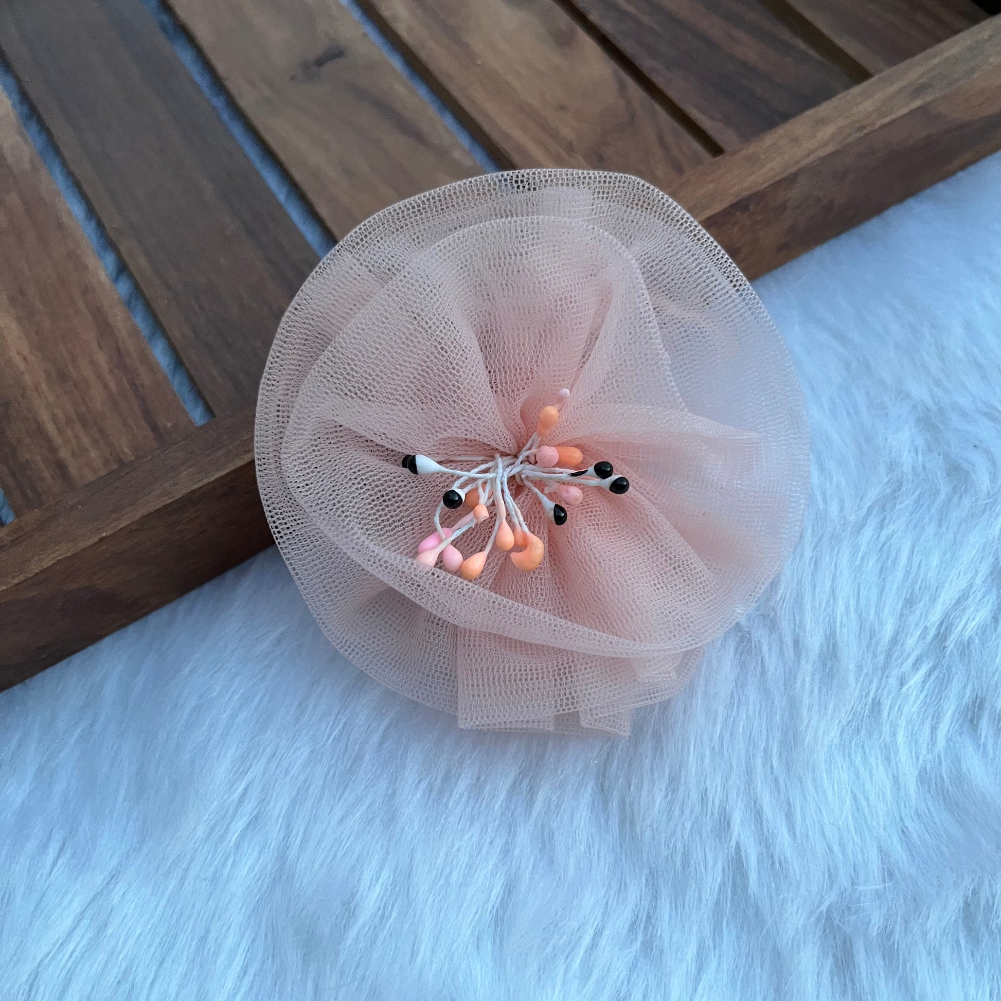 Peach Flower Hair Clip or Baby Headband