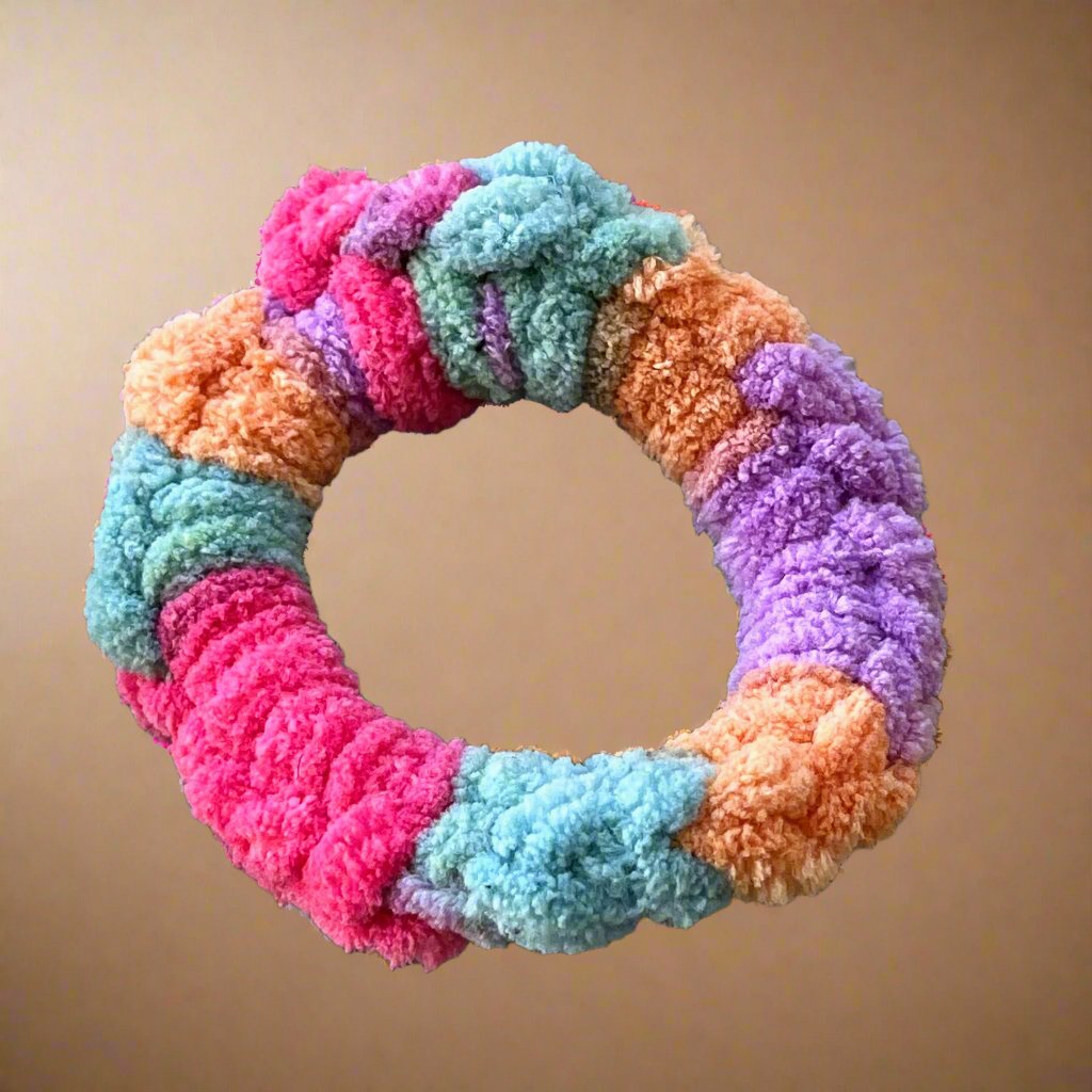 MultiColor Knitted & Plush Hair Tie Scrunchie