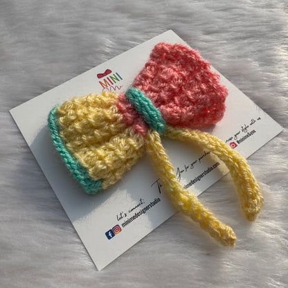 Multicolor Knitted Pigtail Bow Hair Clip