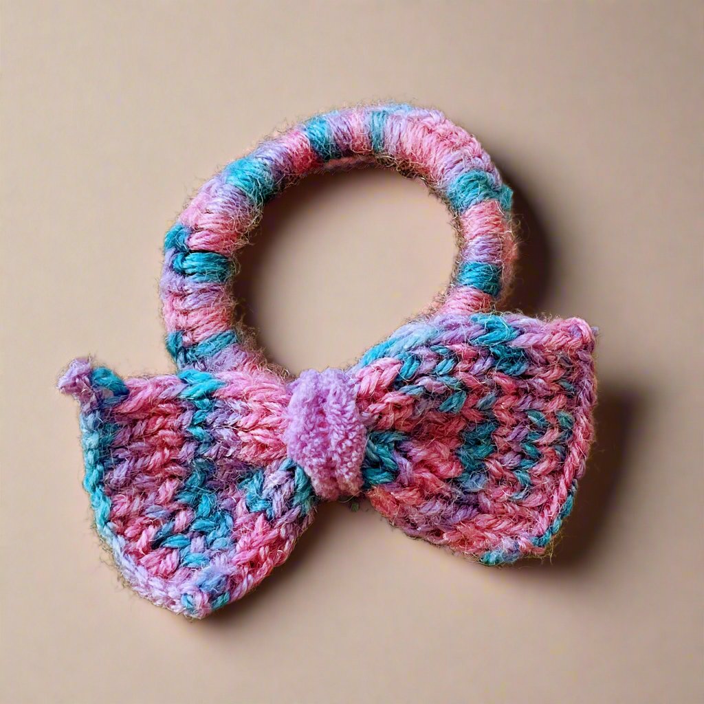 MultiColor Knitted Crochet Hair Tie with Bow