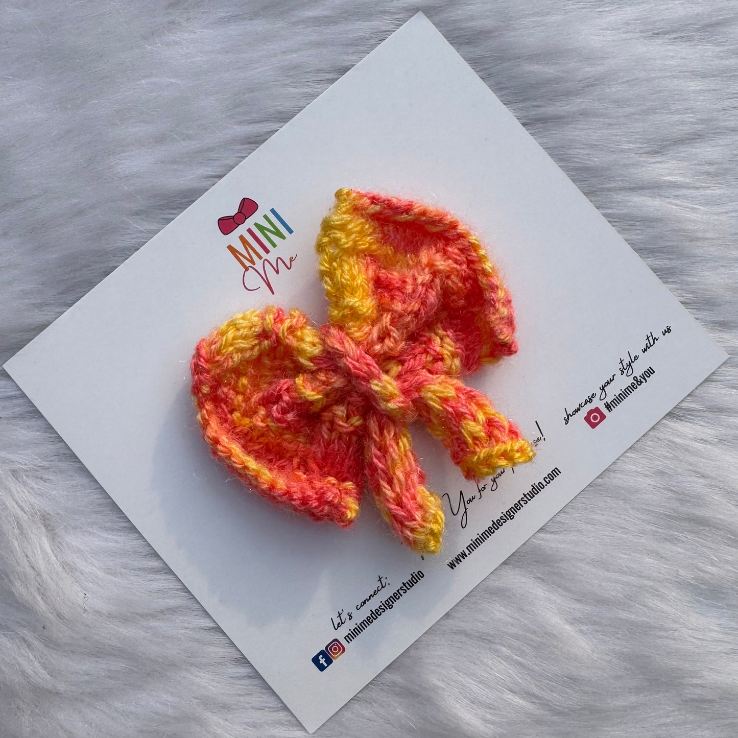 Multicolor Red Yellow Knitted Bow Hair Clip