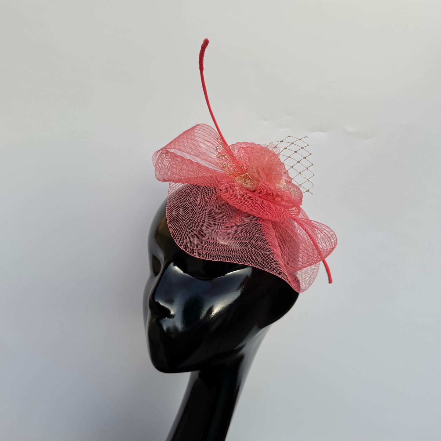 Coral Elegance Fascinator Hat Hair Clip