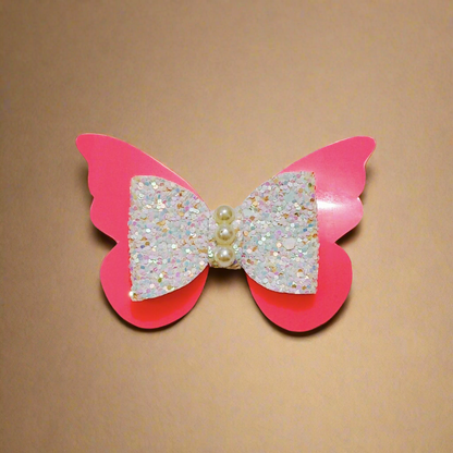 Pink Butterfly Bow Hair Clip