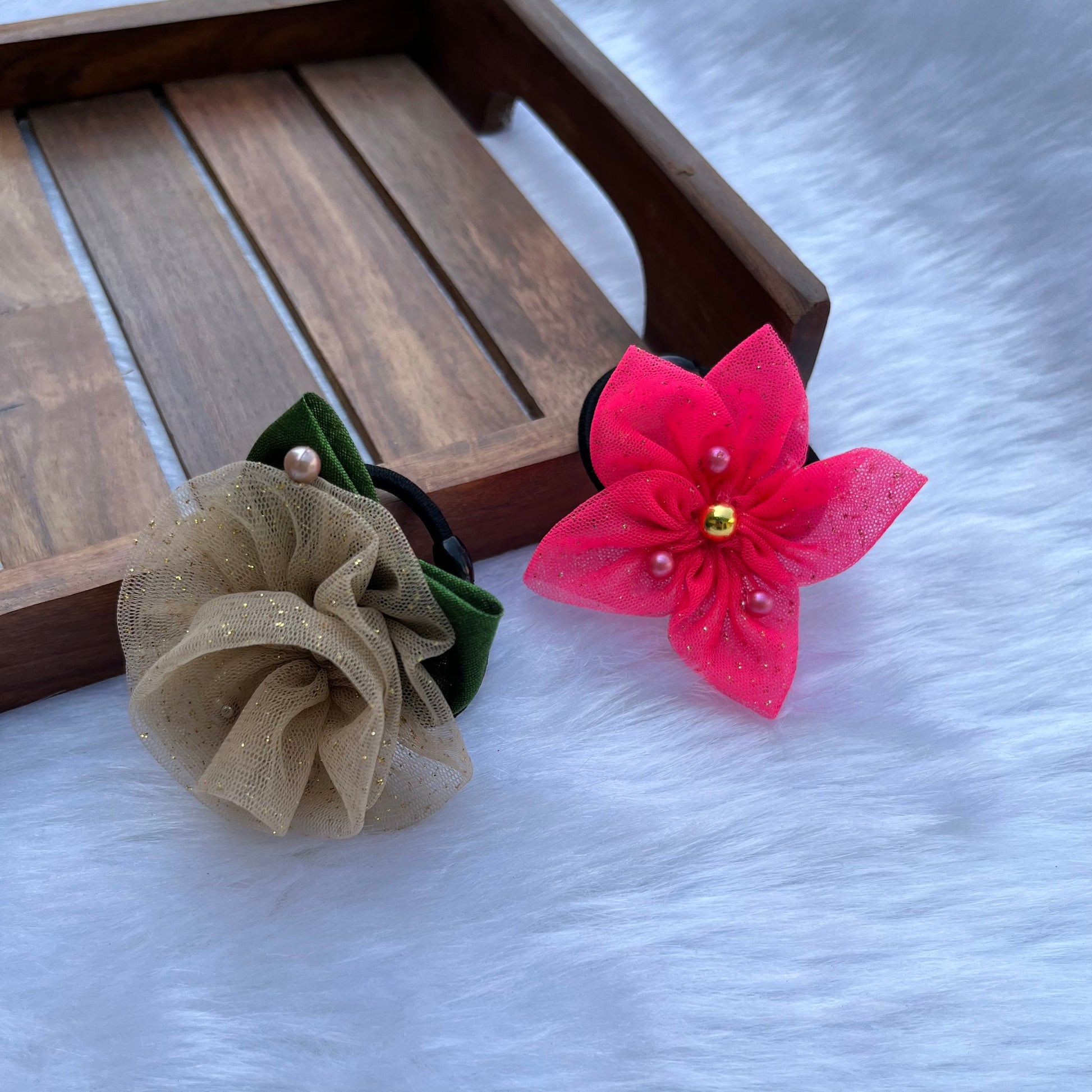 Pink Flower & Gold-Toned Bloom Hair Clip Set