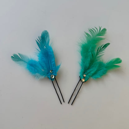 Feather Luxe Hair Pins – Blue & Turquoise