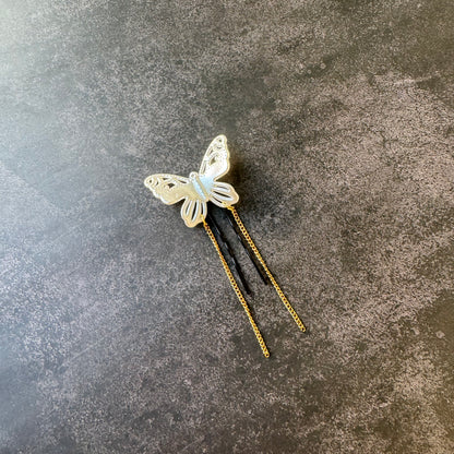 Elegant White Butterfly Bobby Pin for Women wedding function hairstyle