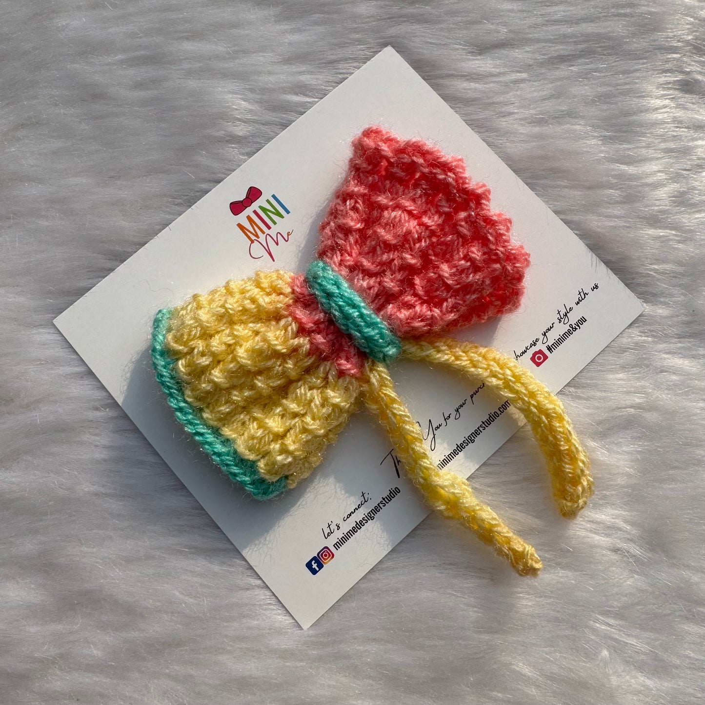 Multicolor Knitted Pigtail Bow Hair Clip