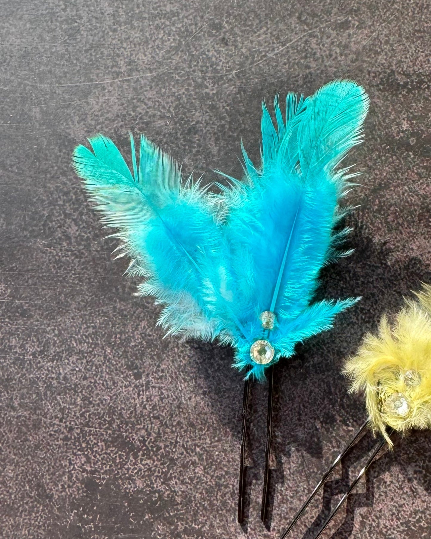 Feather Luxe Bobby Pins - Blue