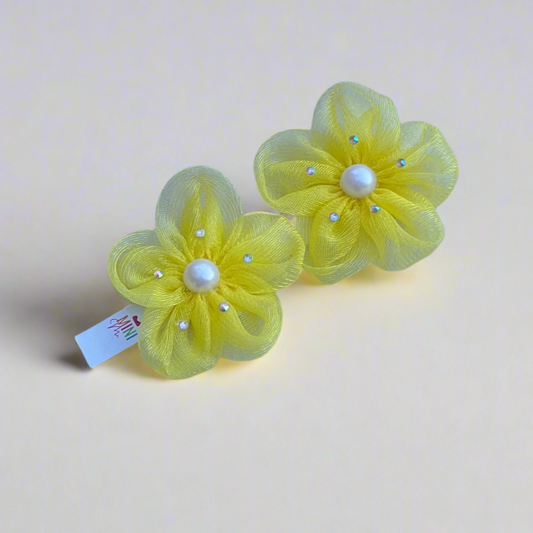 Yellow Flower Hair Clips – Baby Tic Tac Snap Clips