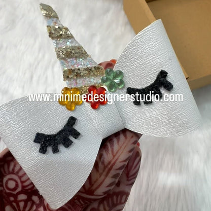 Unicorn Bow Hair Clip