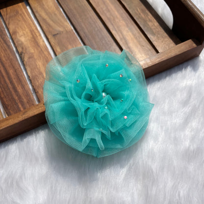 Sea Green Flower Fascinator Hair Clip