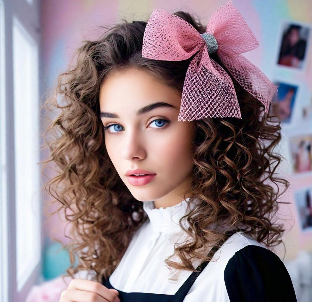 Pink Tulle Bow Hair Clip