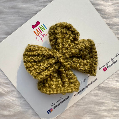 Olive Knitted Pigtail Bow Baby Headband