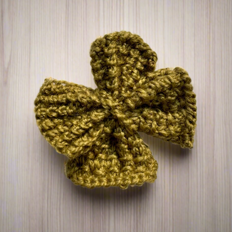 Olive Knitted Pigtail Bow Hair Clip