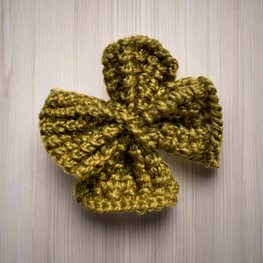 Olive Knitted Pigtail Bow Hair Clip