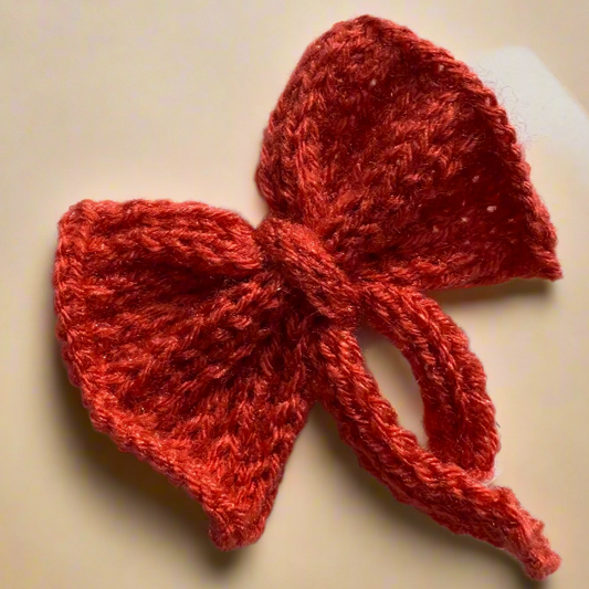 Rust Knitted Tail Bow Hair Clip