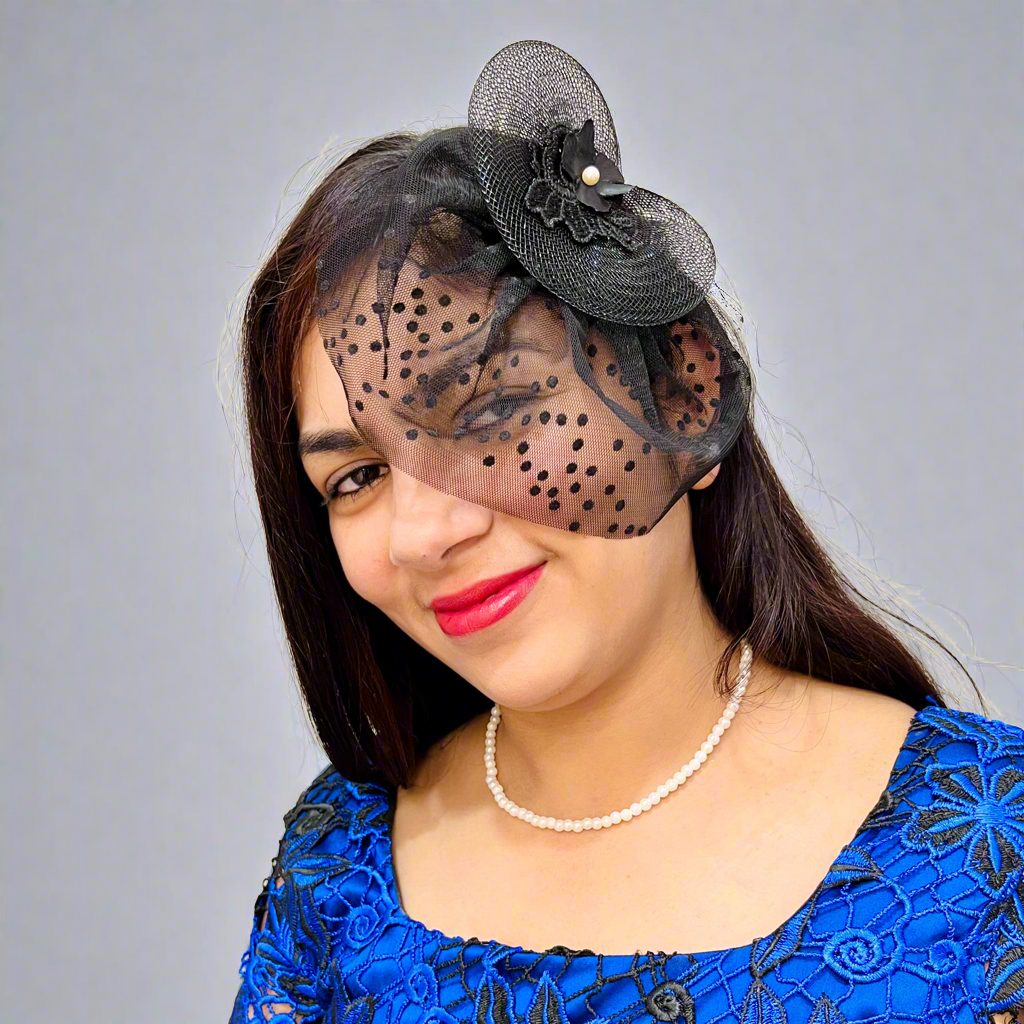 Next Level Black fascinator with black veil