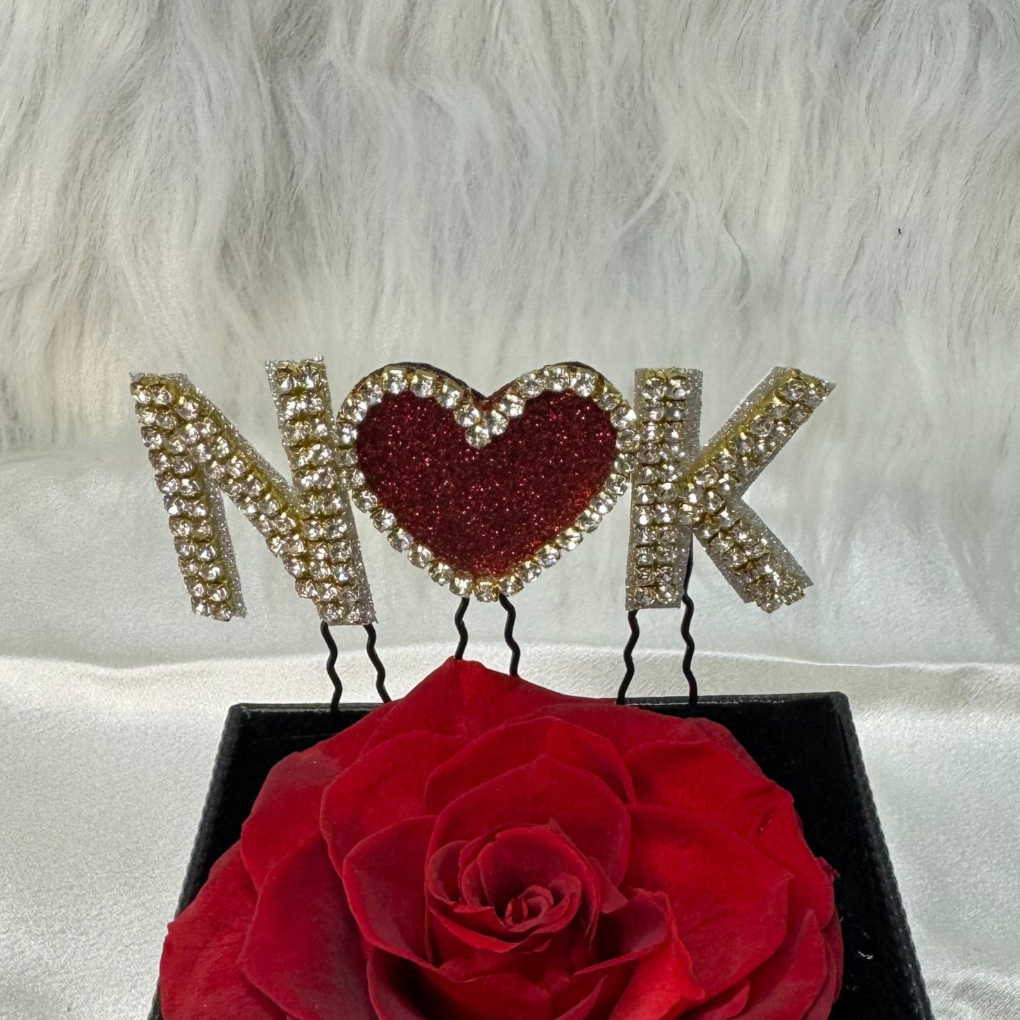 Custom Name Initials with heart Clips | Valentine Gift