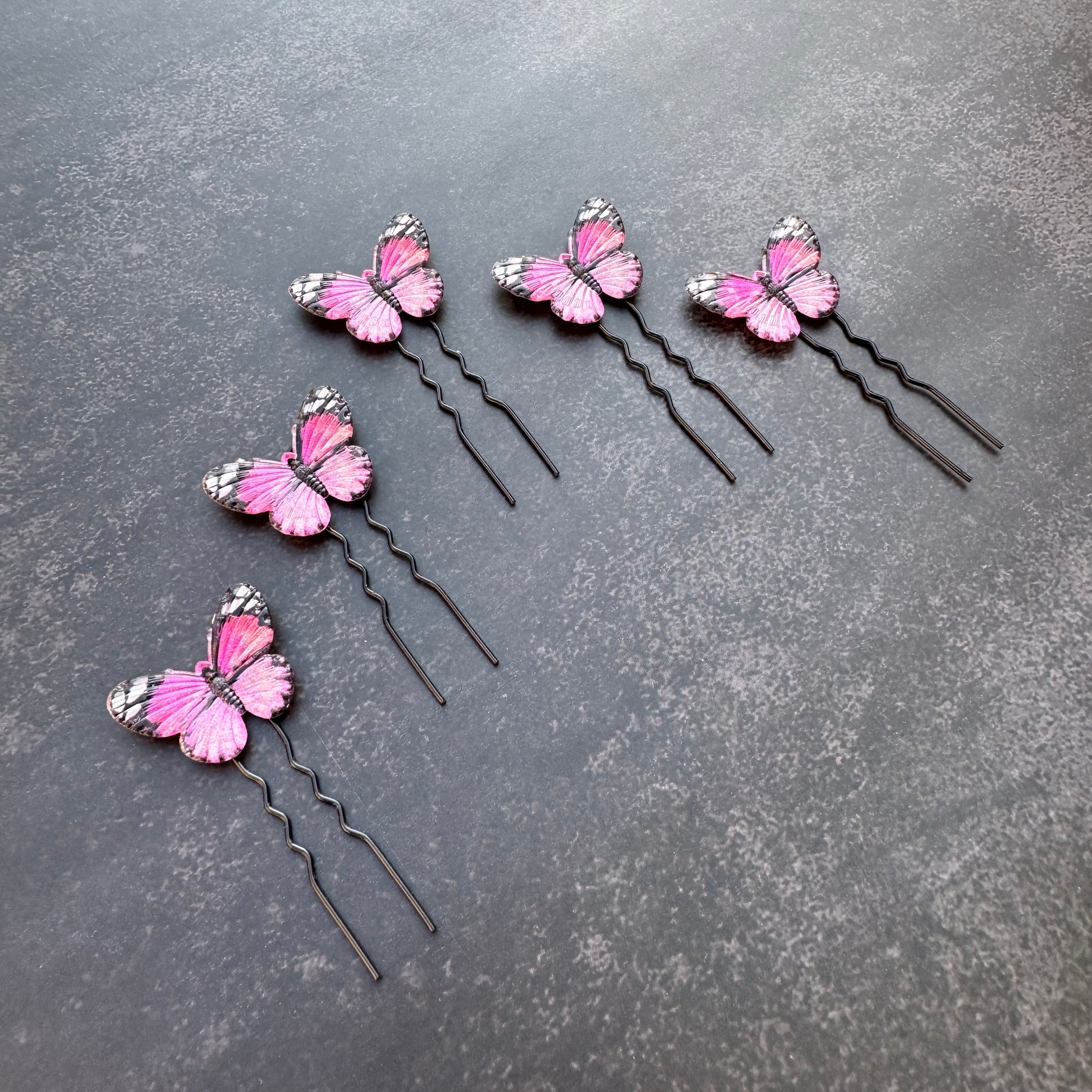 Pink Butterfly Bobby Hair Pins