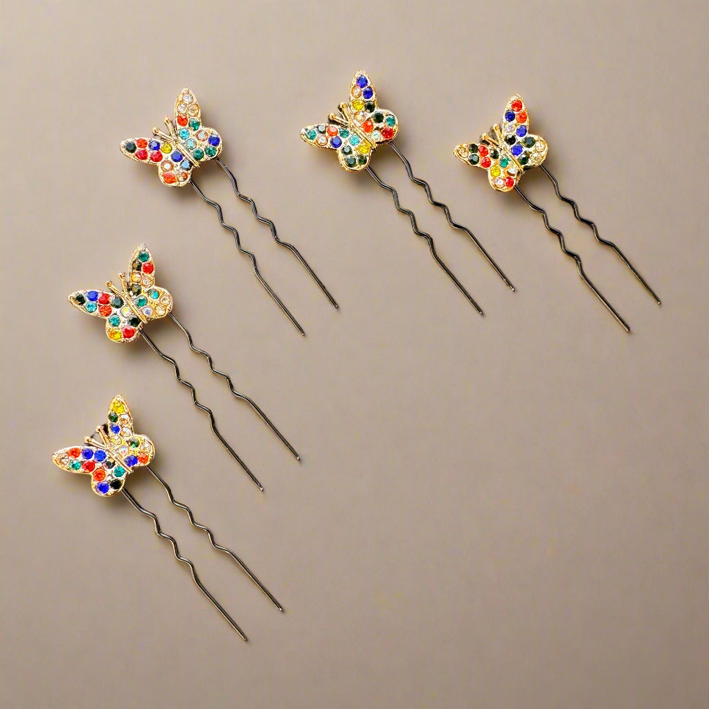 Colorful Golden Butterfly Hair Bobby Pins