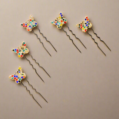 Colorful Golden Butterfly Hair Bobby Pins