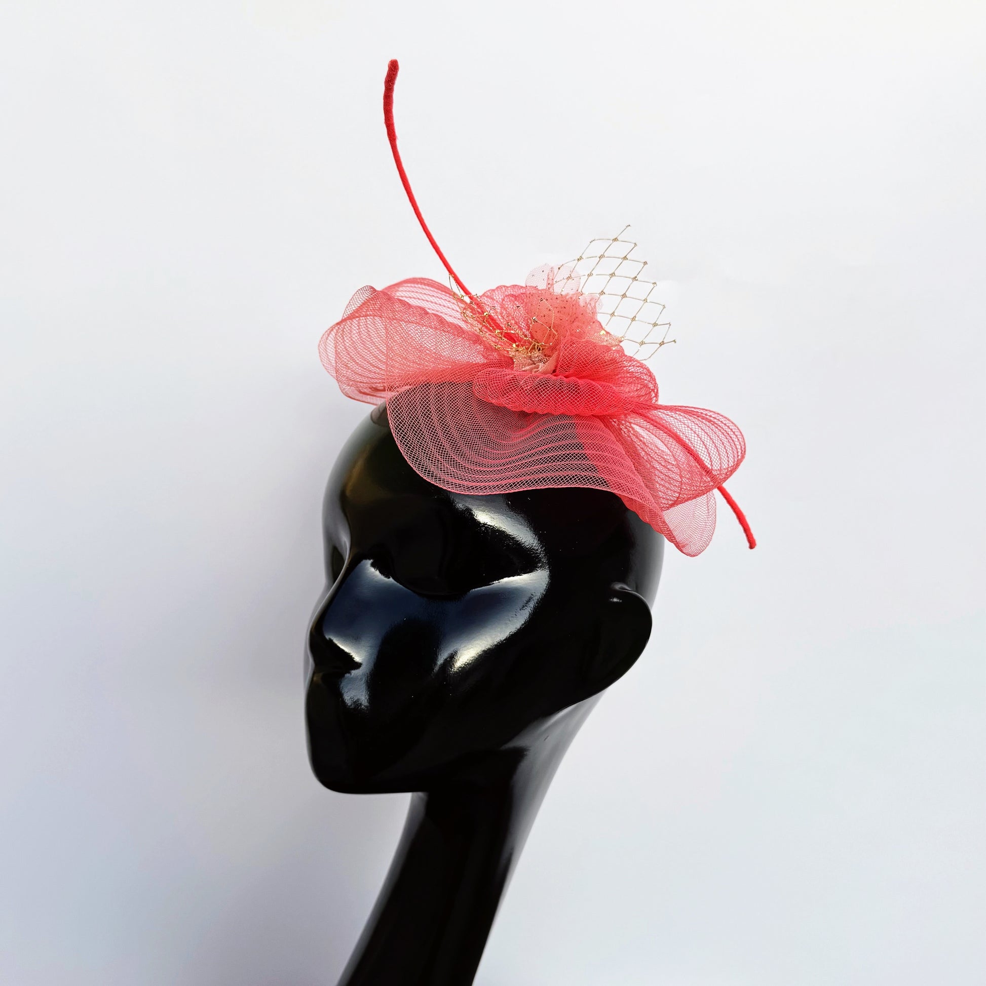 Coral Elegance Fascinator Hat