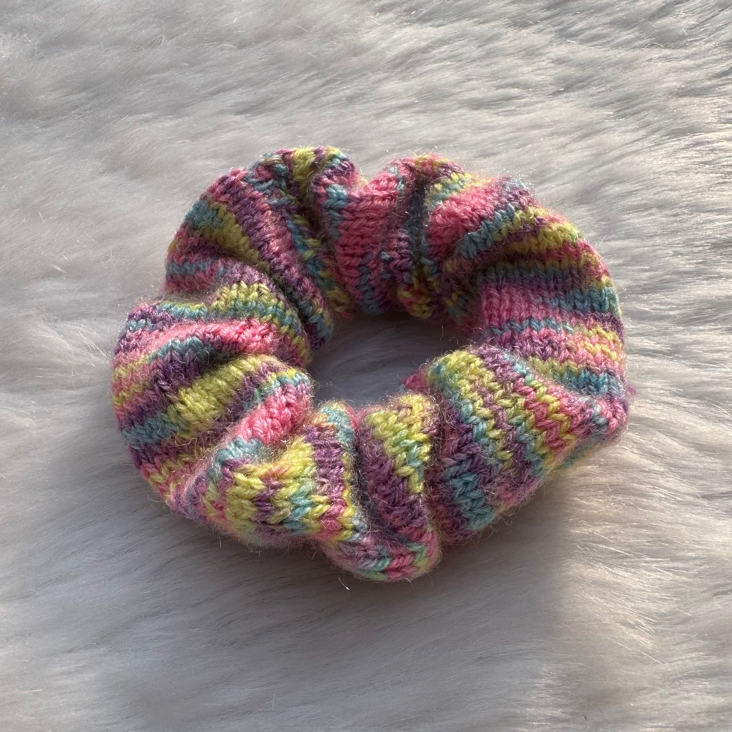 MultiColor Knitted & Plush Crochet Hair Tie Scrunchie