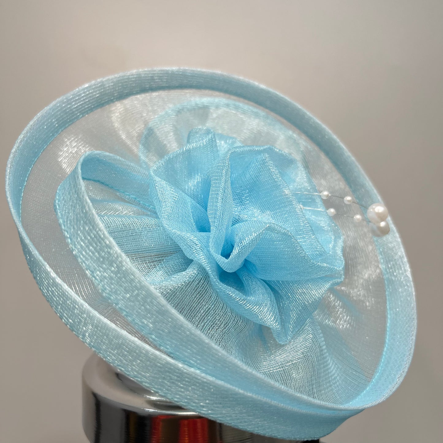 Sky Blue Twisted Flower Fascinator Baby Headband