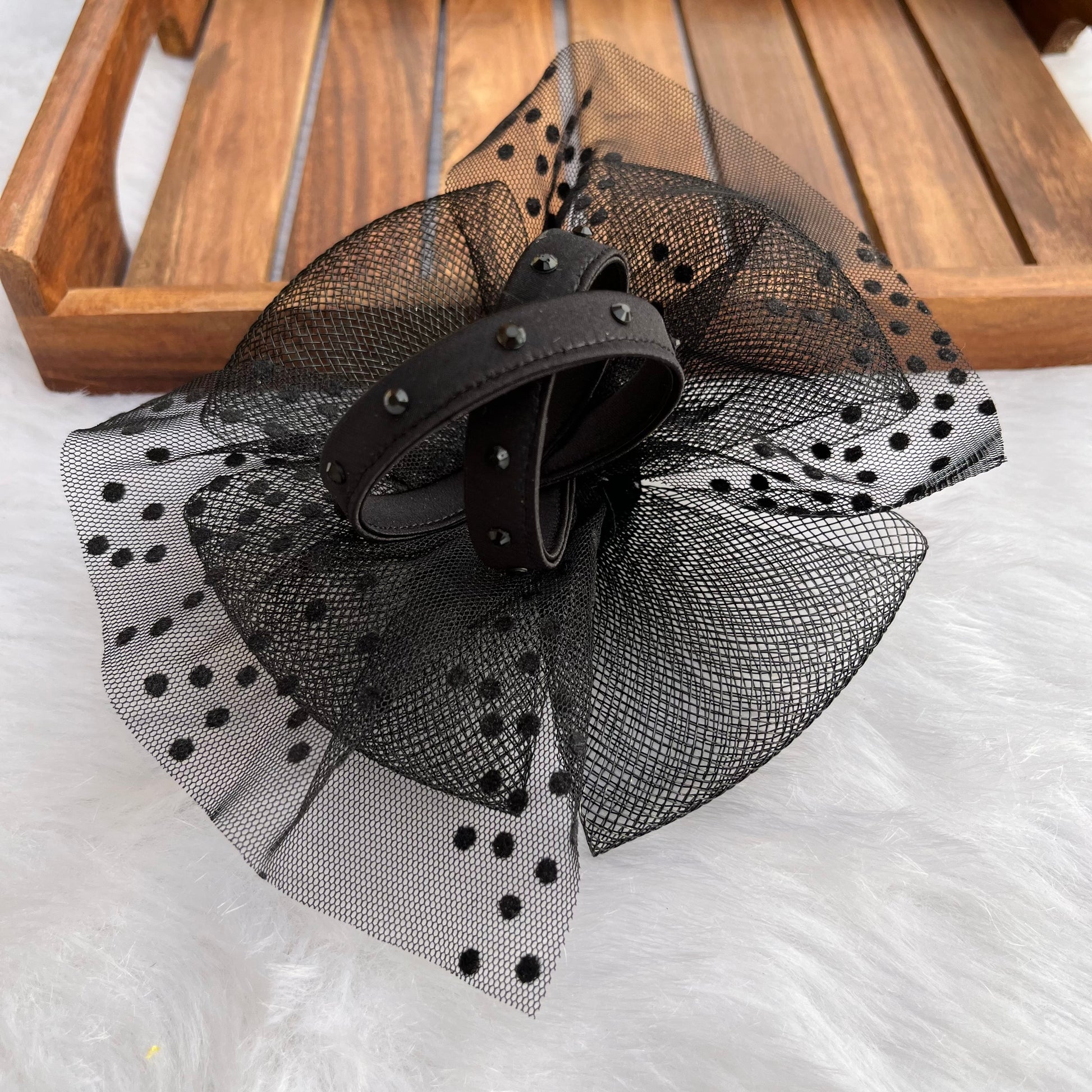 Black Diamond Delight Fascinator Hat Headband | Designer Hair Clip