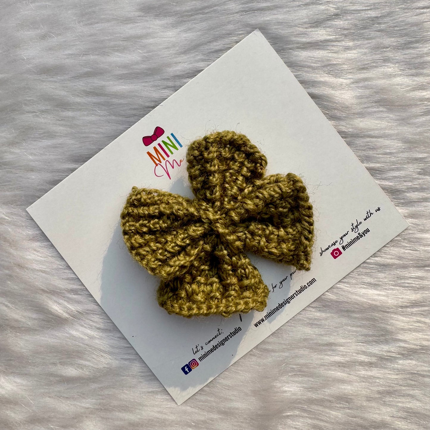 Olive Knitted Pigtail Bow Hair Clip