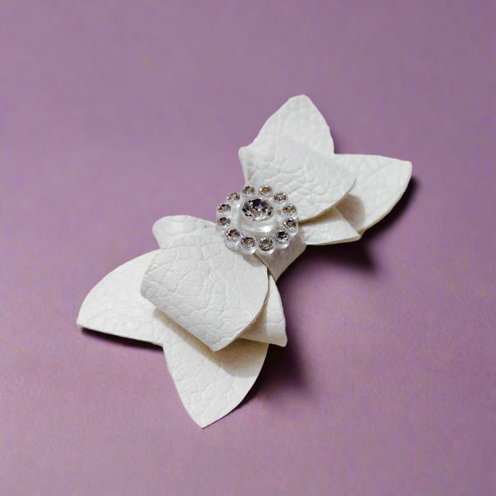 White vintage Bow Hair Clip | Designer Hair Accessories for Kids & Girls