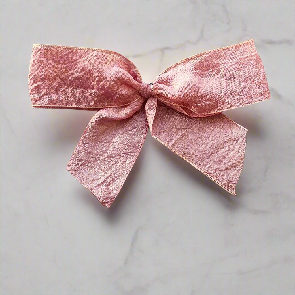 Blush Pink Knotted Ribbon Bow Hair Clip or Headband