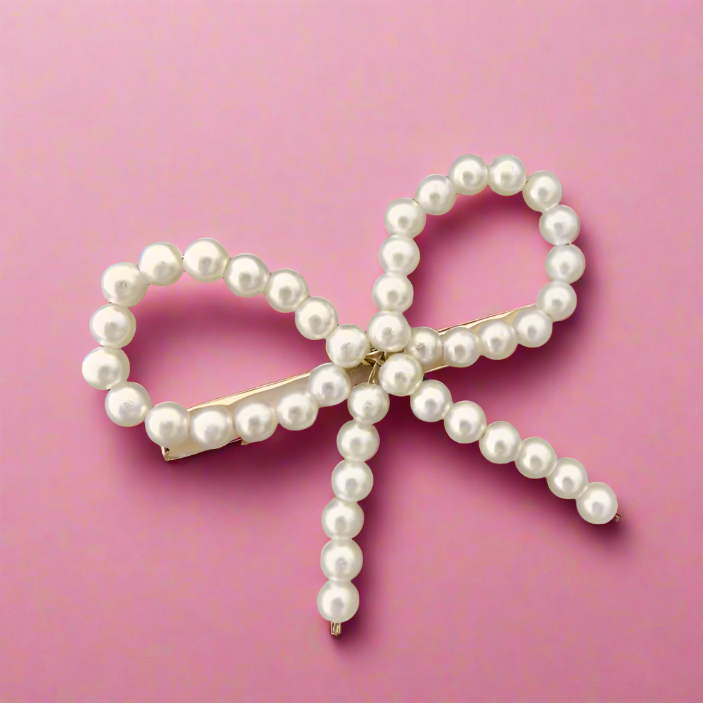 Elegant Pearl Bow Hair Clip