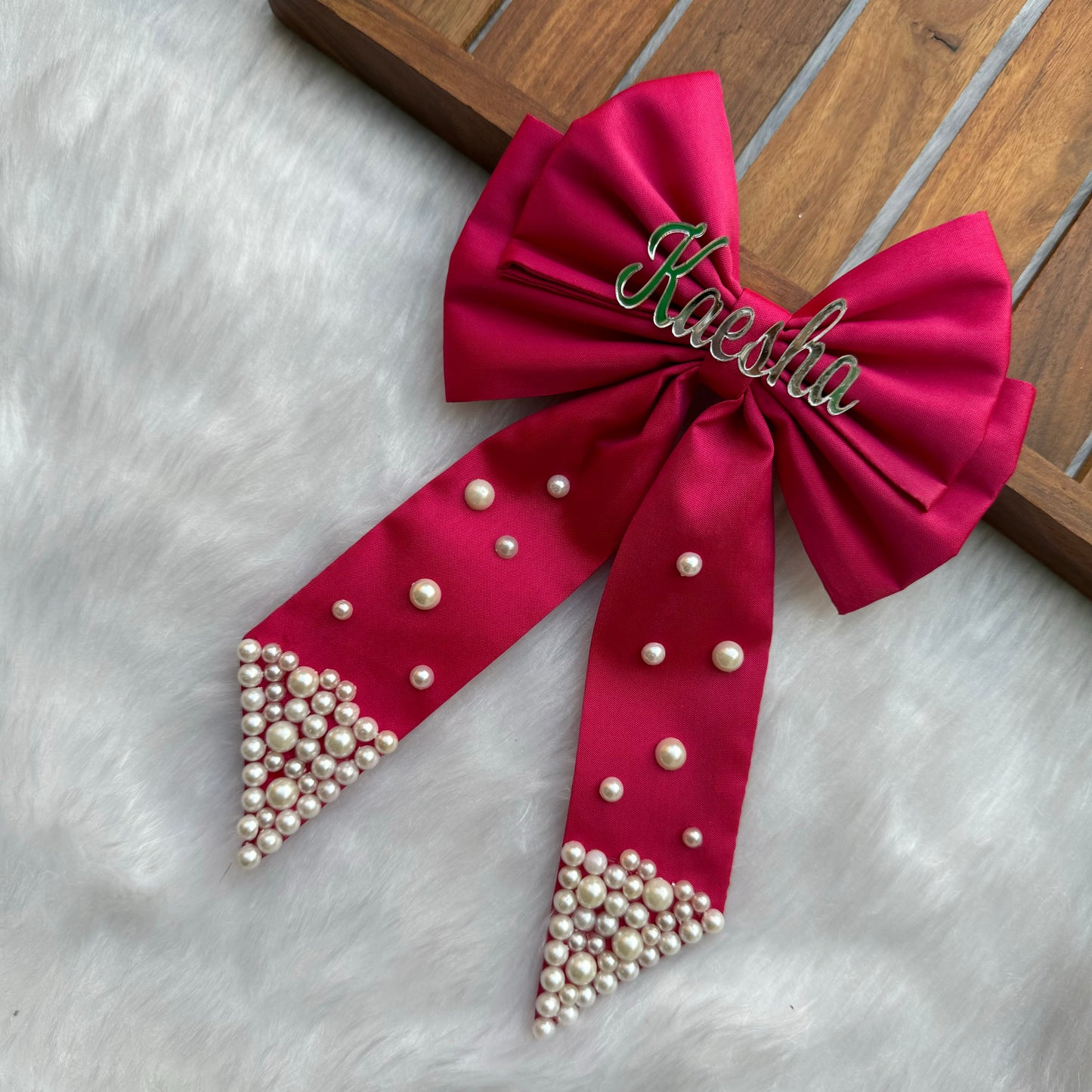 Personalized Gift for Her | Dark Pink Hair Bow Clip 