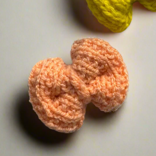 Peach Knit Bow Hair Clip