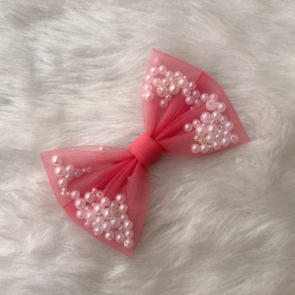 Pink Pearl Filled Bow Headband for baby girl