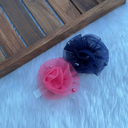 Pink & Navy Blue Bloom Hair Clips – Set of 2