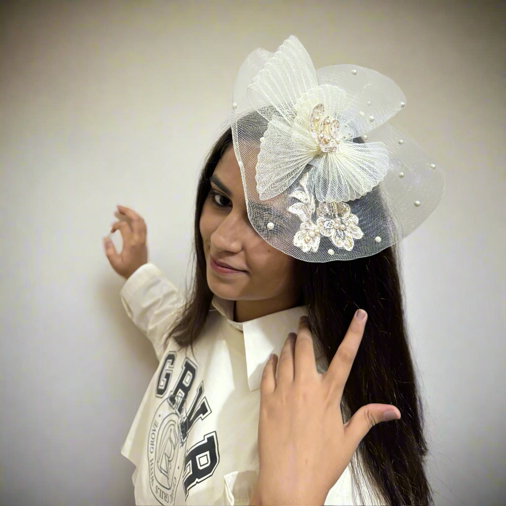 Ivory Bridgeton Theme Retro Vintage Fascinator Hat Clip