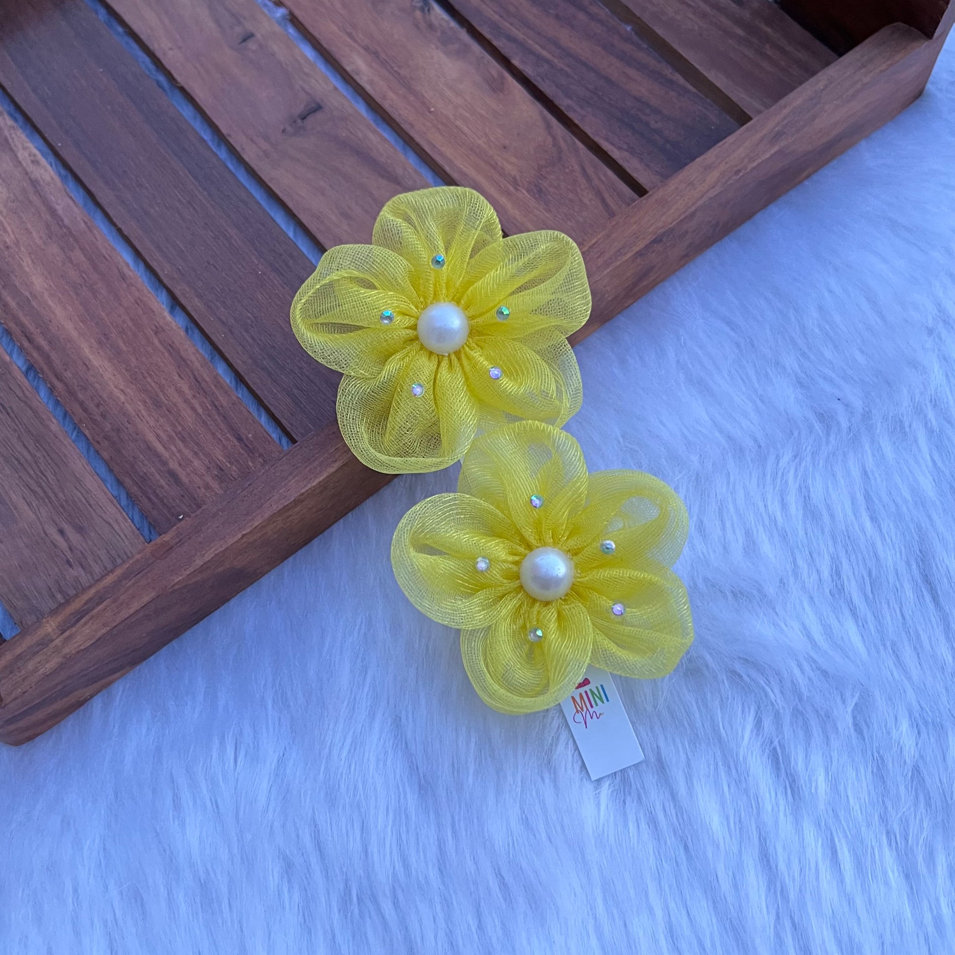 Yellow Flower Hair Clips – Set of 2